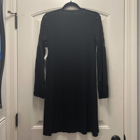 NEW 3 Dots Women's Black Lace Long Sleeve Crewneck Pullover Midi Dress Size S - Picture 5 of 6